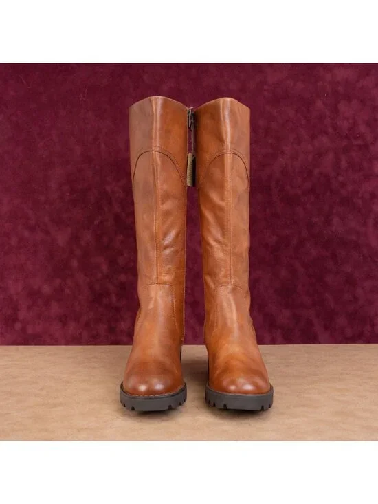Born Women Gabriella Brown Leather Comfy Heel Riding Western Knee Boots sz 8.5 - Picture 3 of 9